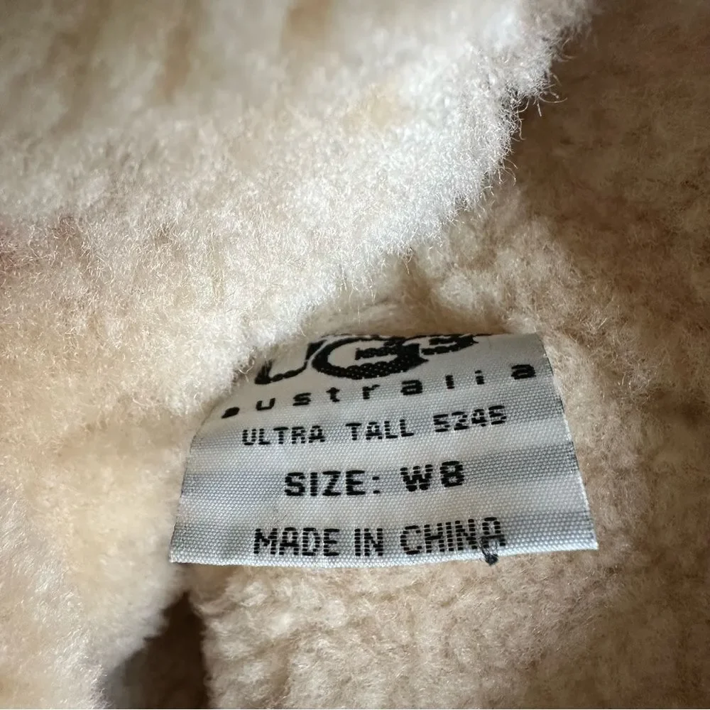 Ugg Ultra Tall Tan 5245 Shearling Boots‎ with Braid Detail size 8